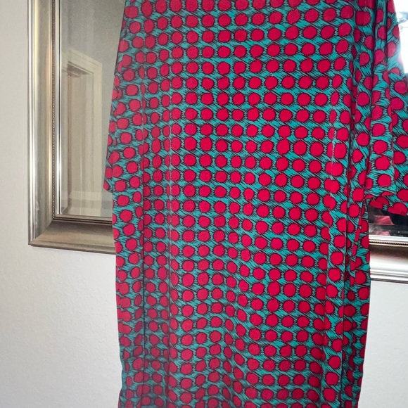 LuLaRoe dark red circles with Teal Maroon & Teal Women’s large tee style dress - Picture 7 of 13